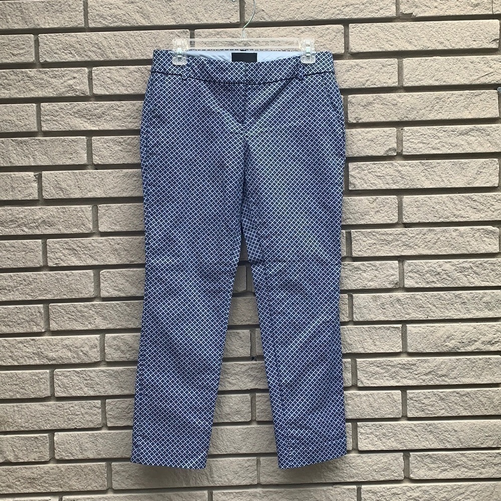 Cynthia Rowley Blue Geometric Print Cropped Trouser Pants Sz 4